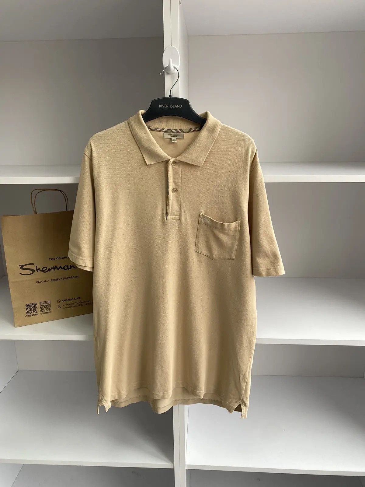 Burberry × Vintage Vintage Burberry Beige Luxury Polo T-Shirt Size US L / EU 52-54 / 3 - 2 Thumbnail