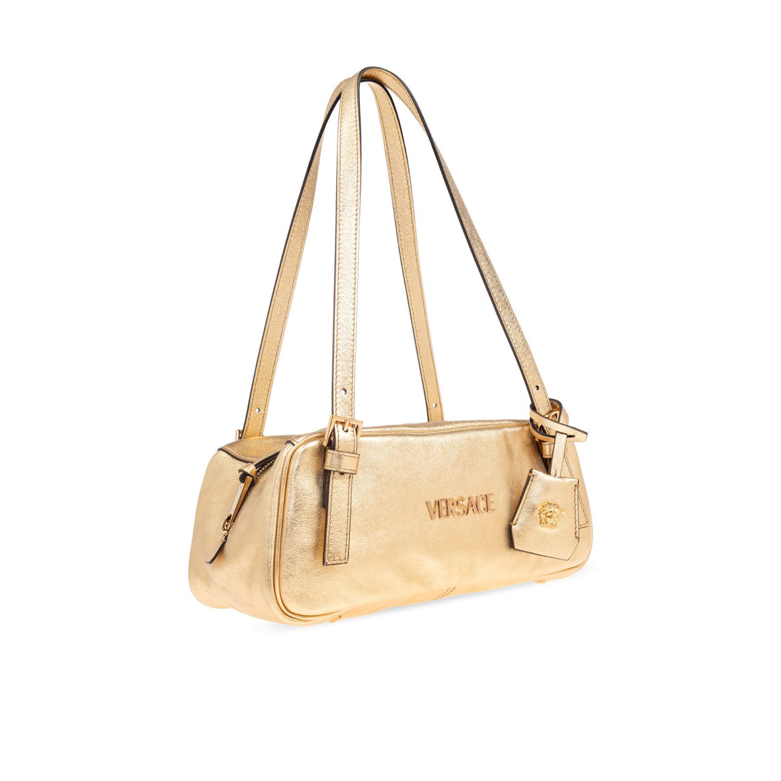 Versace VERSACE Bowling Tag Gold Leather Shoulder Bag New & Authenti Size ONE SIZE - 3 Thumbnail