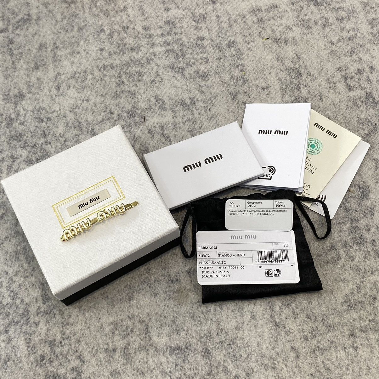 Miu Miu MIU MIU Enameled Metal Hair Clip WHITE Size ONE SIZE - 9 Thumbnail