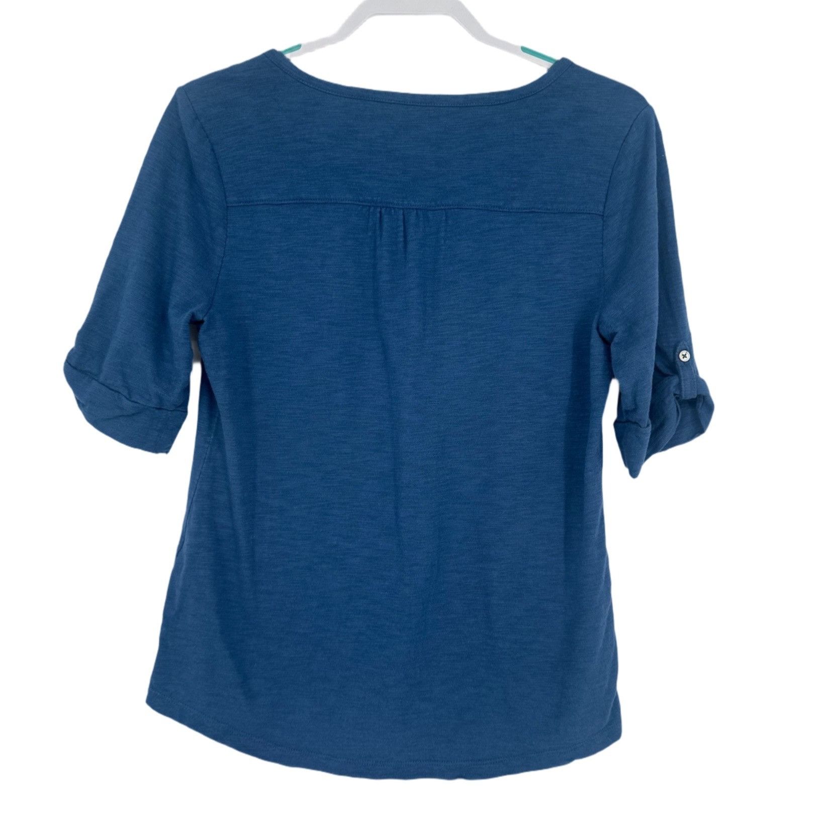 Chicos Chico's Women’s Blue 3/4 Sleeve Ultimate Tee Button Up Size Size M / US 6-8 / IT 42-44 - 2 Thumbnail