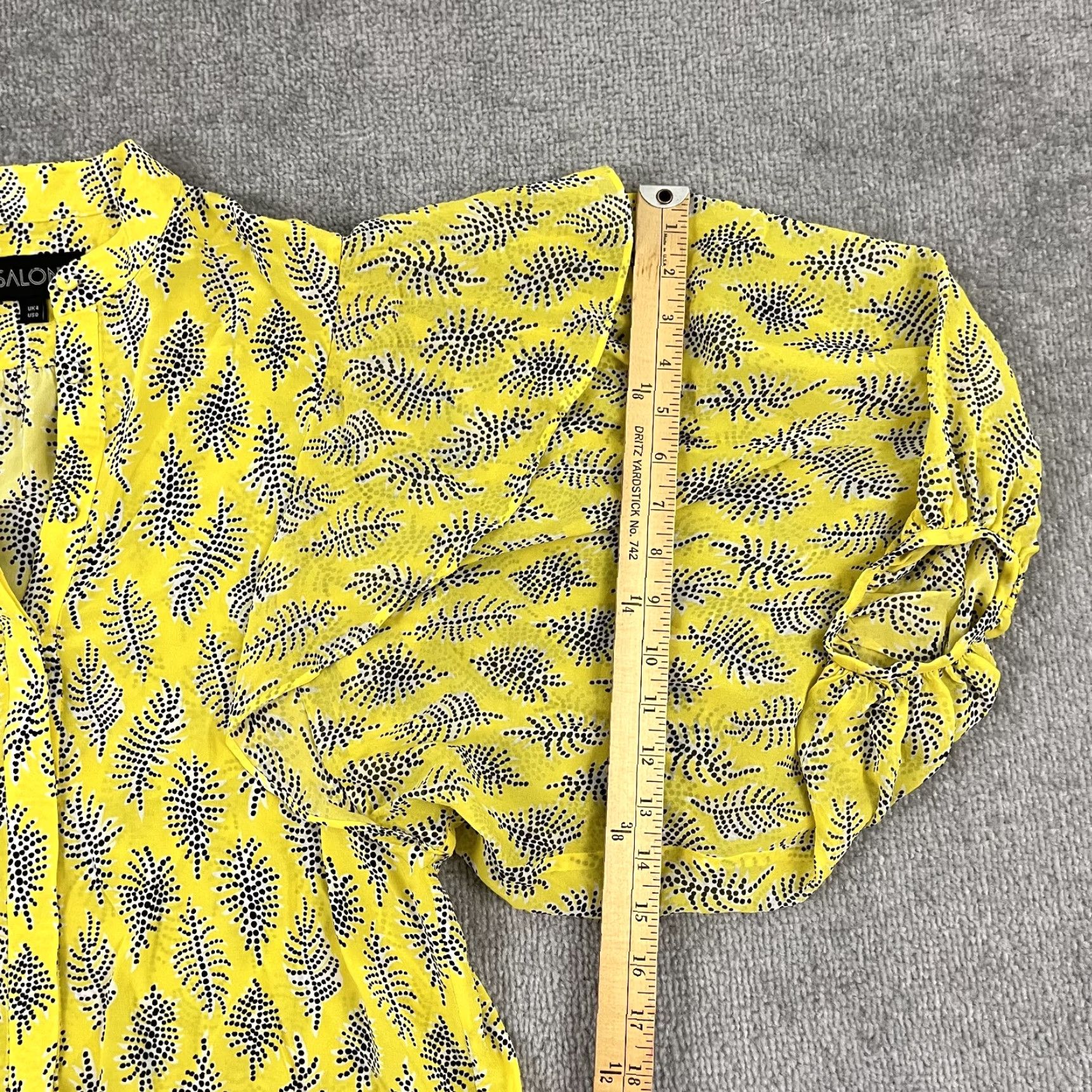 Vintage SALONI Yellow Silk Chiffon Button-Up Shirt Top Womens Size 0 Ruffle 3/4 Sleeve Casual Classic Size XS / US 0-2 / IT 36-38 - 6 Thumbnail
