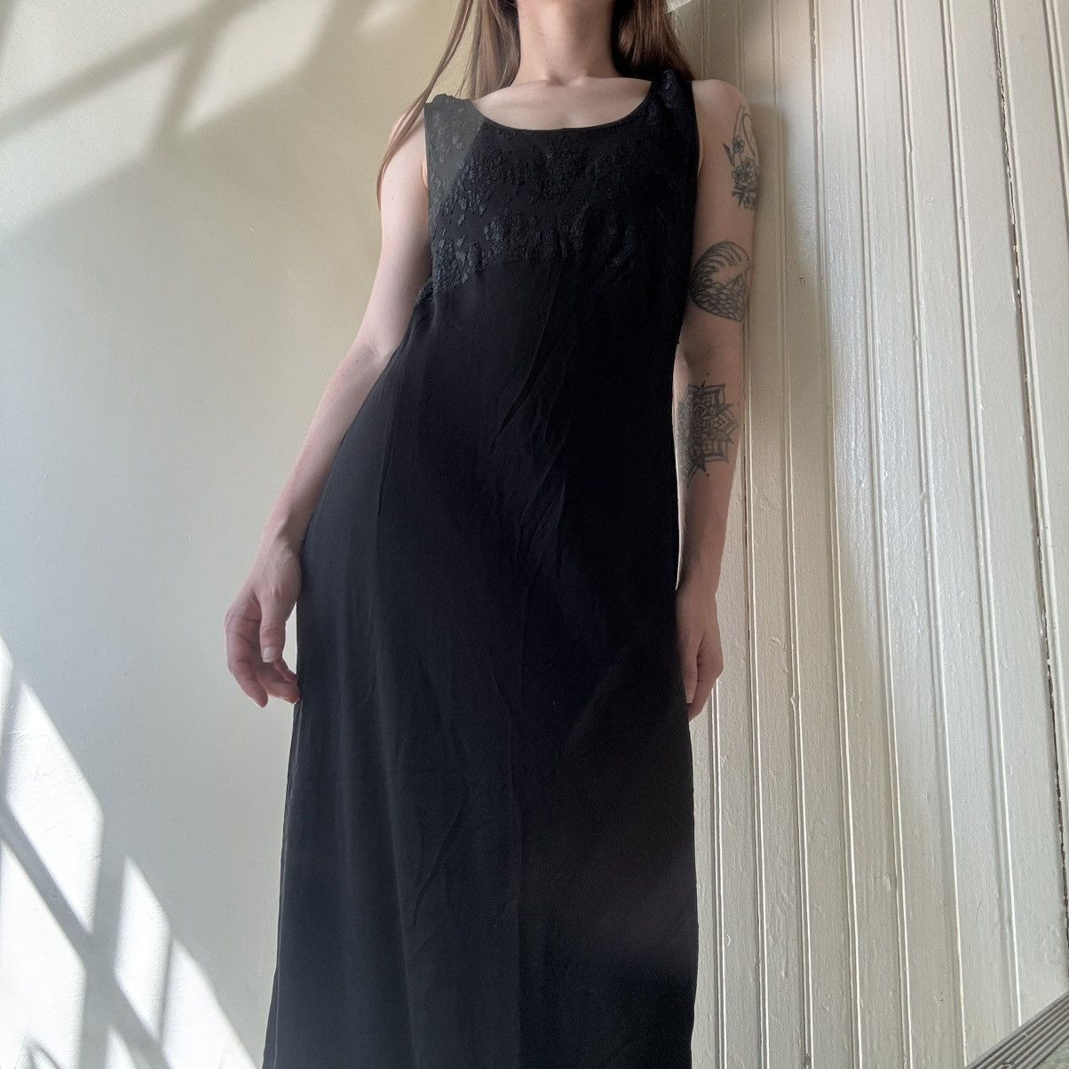 Vintage Simple Black Floor Length Maxi Dress 10 Y2K 90s Prom