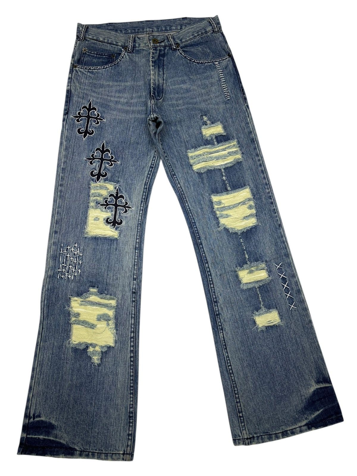 Acne Studios VINTAGE JAPANESE CROSS PATCHES CHROME HEART FLARE JEANS Size US 30 / EU 46 - 2 Thumbnail