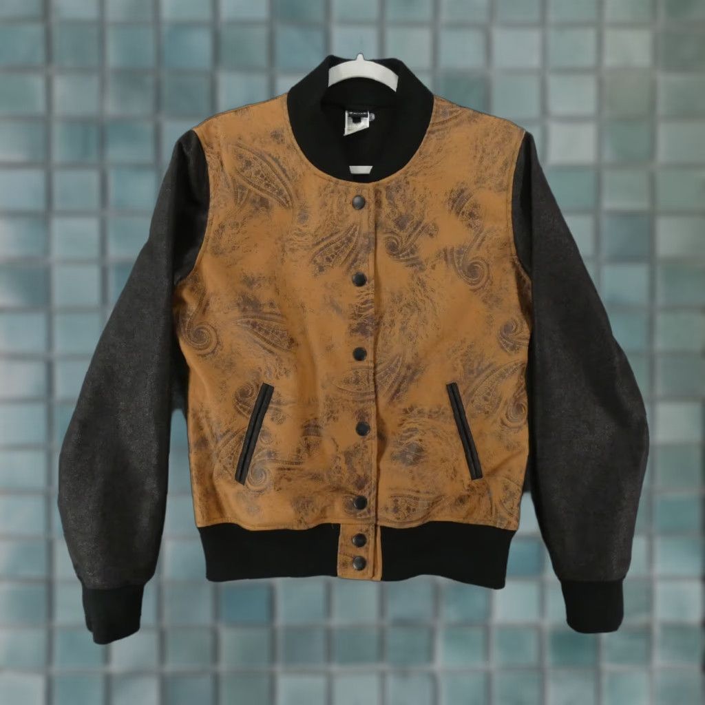Vintage Cruel Womens Jacket Varsity Coat Brown Black Suede Snap Up M Size M / US 6-8 / IT 42-44 - 1 Thumbnail