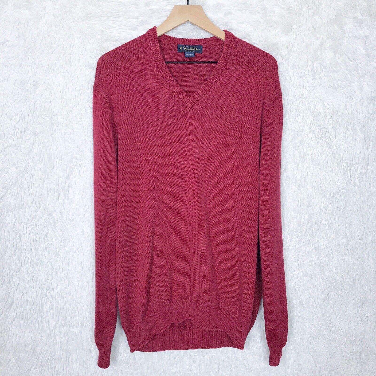 Brooks Brothers Brooks Brothers Pima Cotton Sweater Red V Neck Ribbed VTG L Size US L / EU 52-54 / 3 - 1 Thumbnail