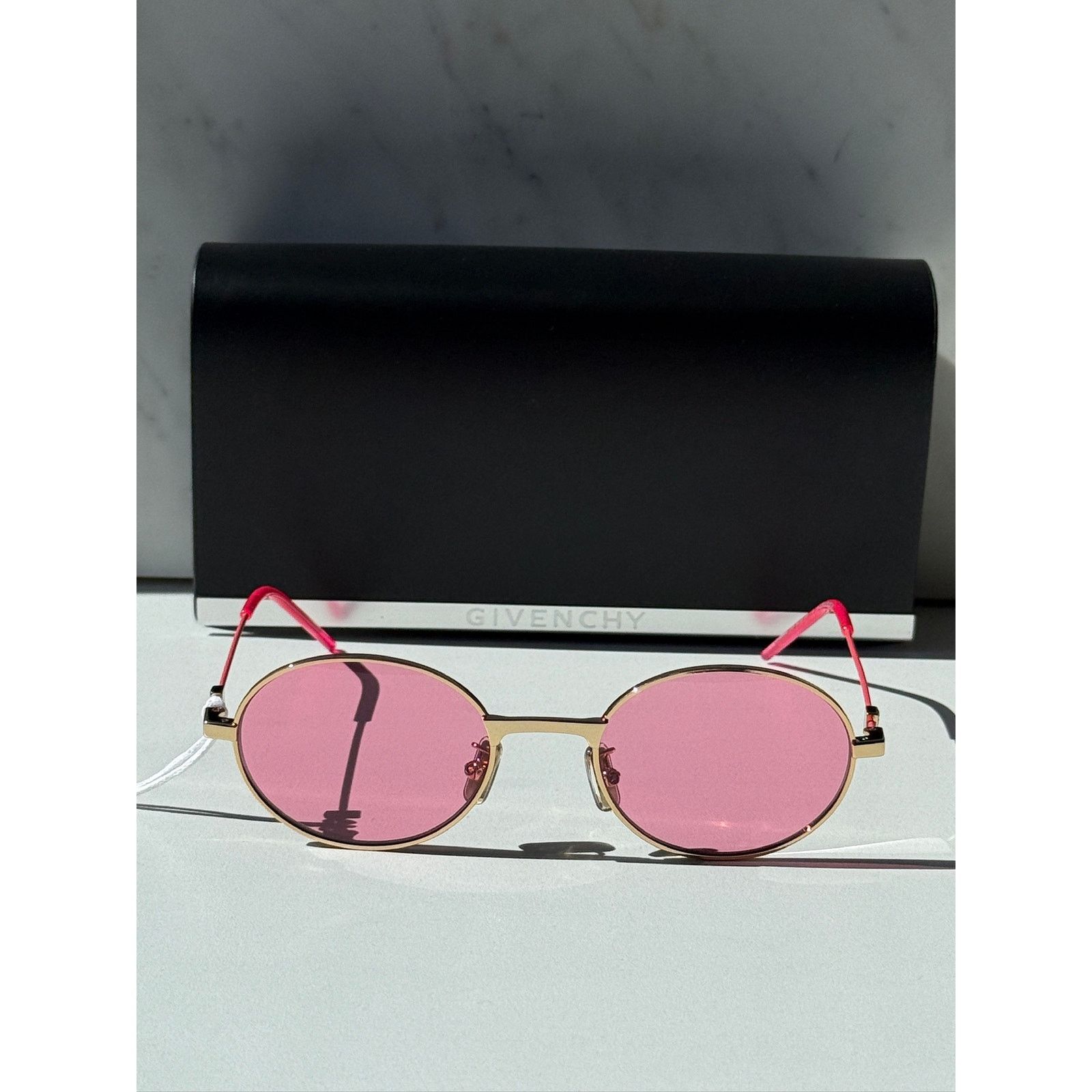 Givenchy NEW Givenchy GV40107U Oval Gold Pink Sunglasses $450 Size ONE SIZE - 8 Thumbnail