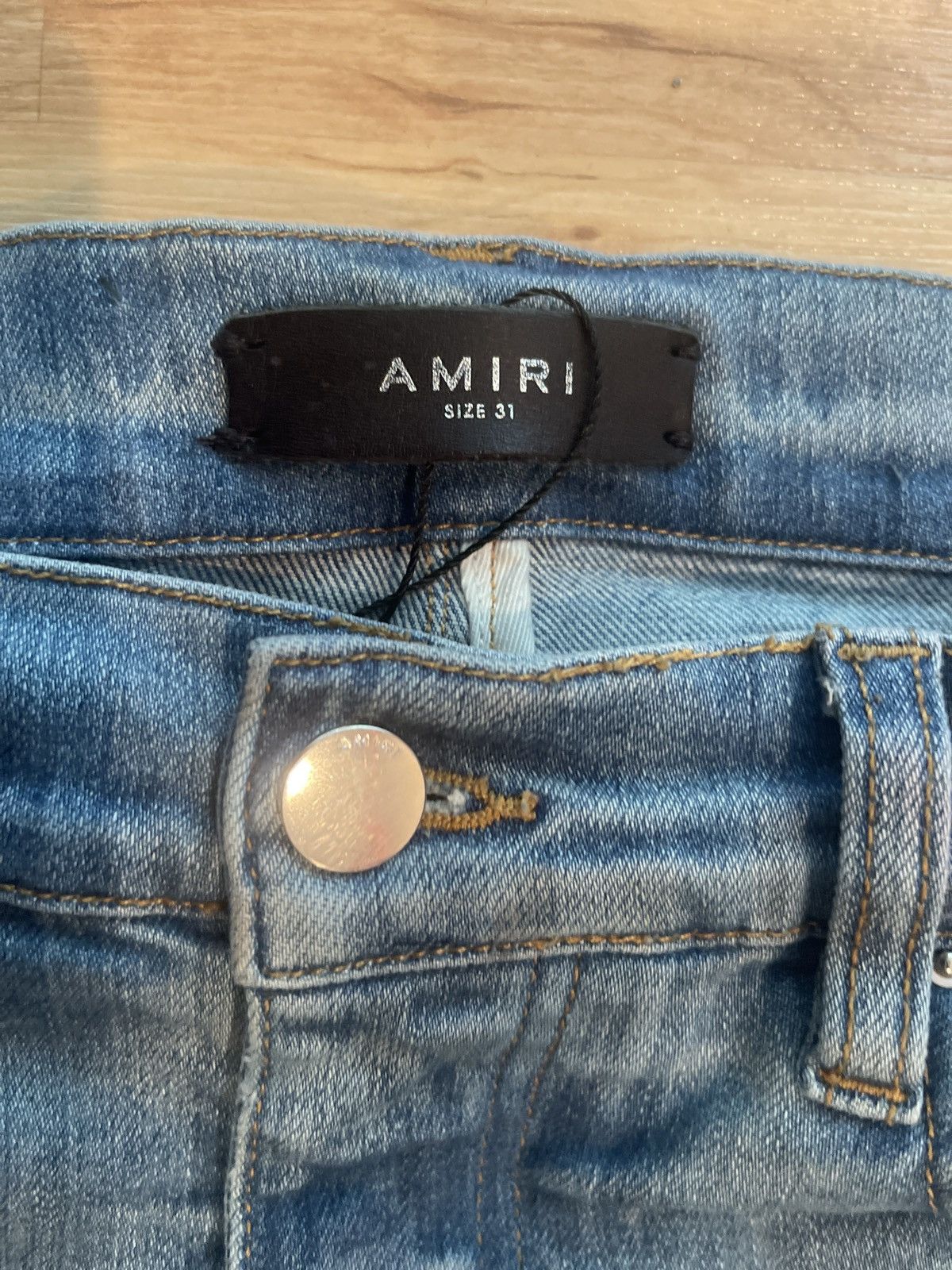 Amiri AMIRI Leather Stitch Logo Clay Indigo Jean Size US 31 - 2 Thumbnail