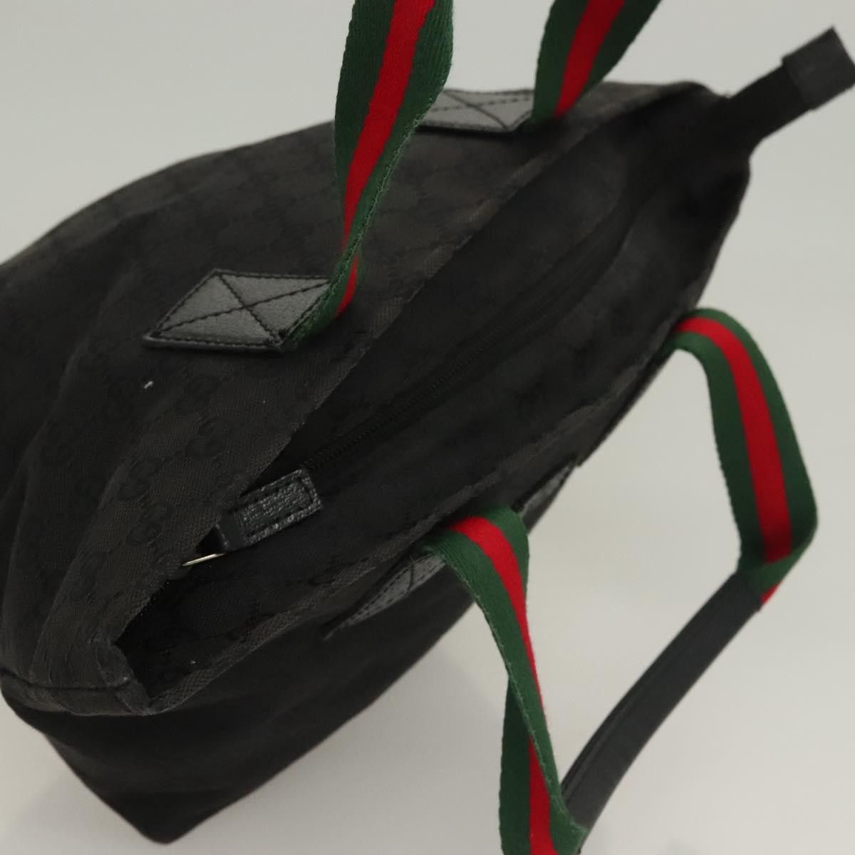 Gucci GUCCI GG Canvas Web Sherry Line Tote Bag Black Silver Size ONE SIZE - 6 Thumbnail