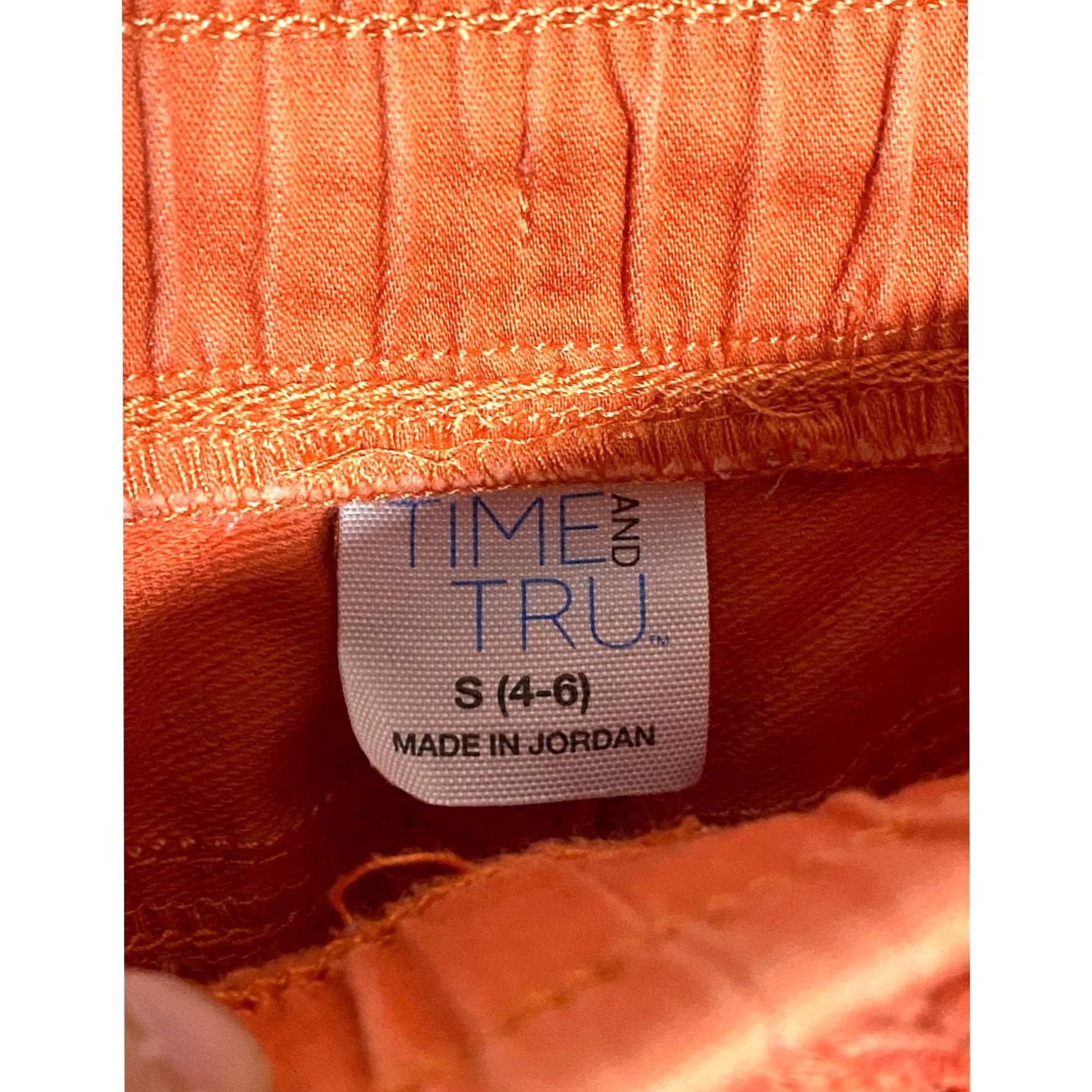 Vintage Time and Tru Orange Shorts Drawstring Pull On Womens S 4-6 Summer Vacation Boho Size 28" / US 6 / IT 42 - 4 Thumbnail