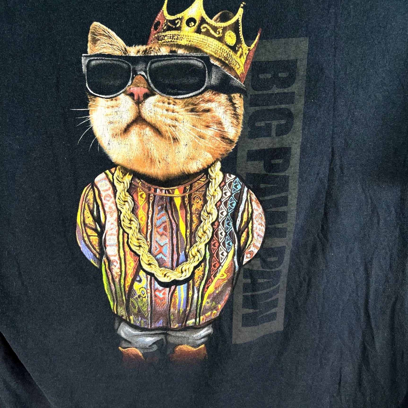 Vintage VINTAGE ODM King Cat XL T-Shirt Black Short Sleeve Graphic Print Men Fall Spring Summer Size US XL / EU 56 / 4 - 2 Thumbnail