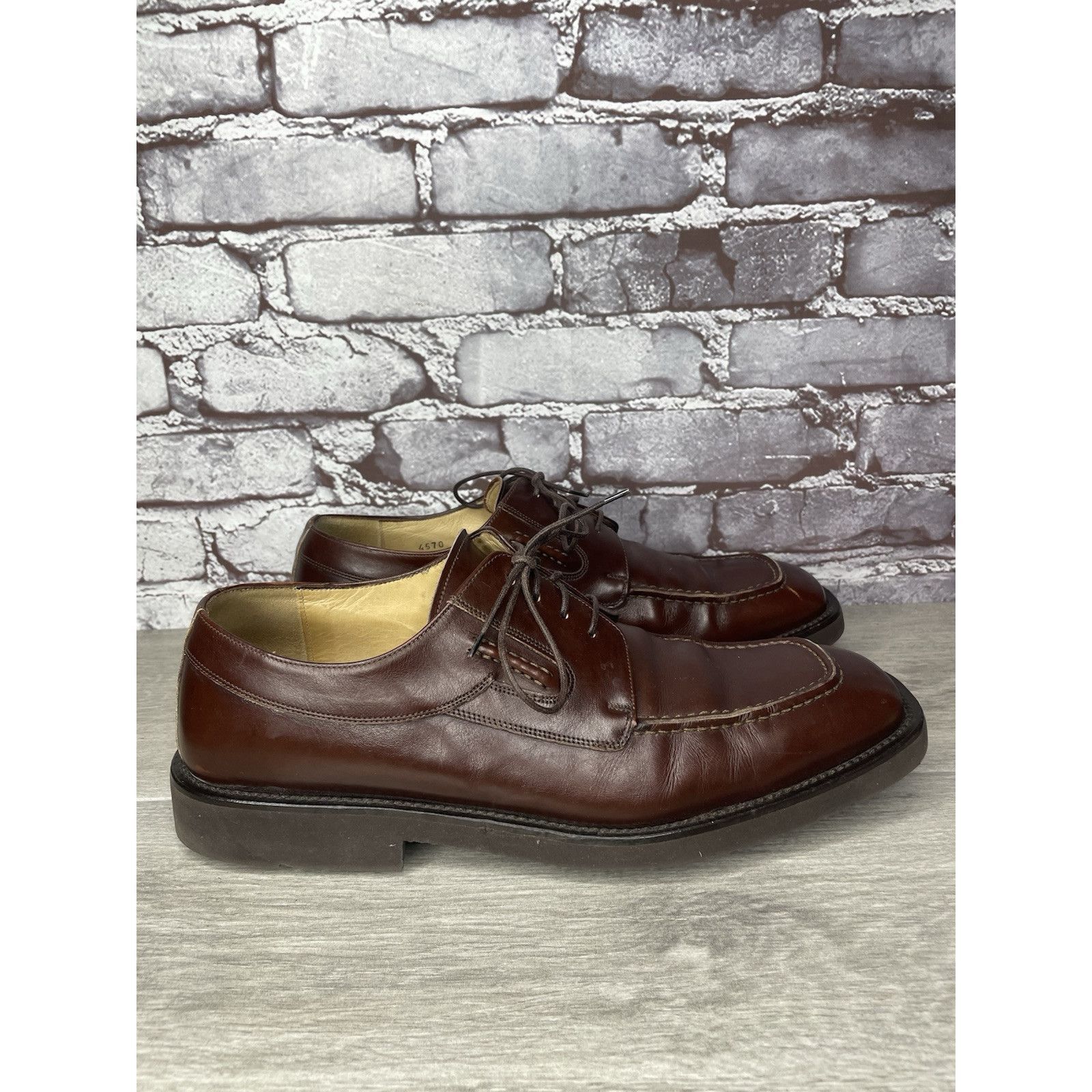Principe PRINCIPE Brown Leather Square Toe XL Light Oxfords Lace Shoe Size US 10 / EU 43 - 3 Thumbnail