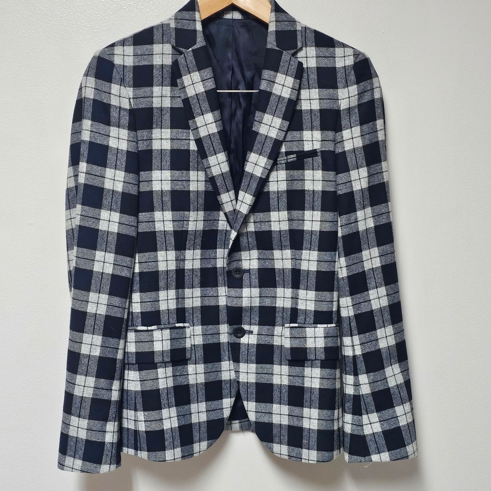 Sisley Sisley Made in Italy Mens Slim Fit Gray/Black Blazer szSmall Size US S / EU 44-46 / 1 - 1 Thumbnail