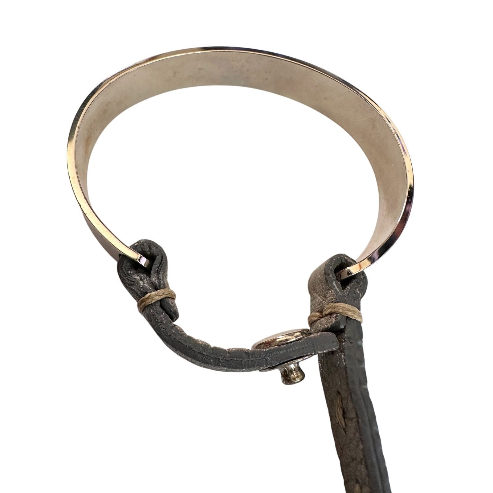 Fendi Fendi Selleria Metallic Cuff w Leather Double Wrap Bracelet Size ONE SIZE - 10 Thumbnail