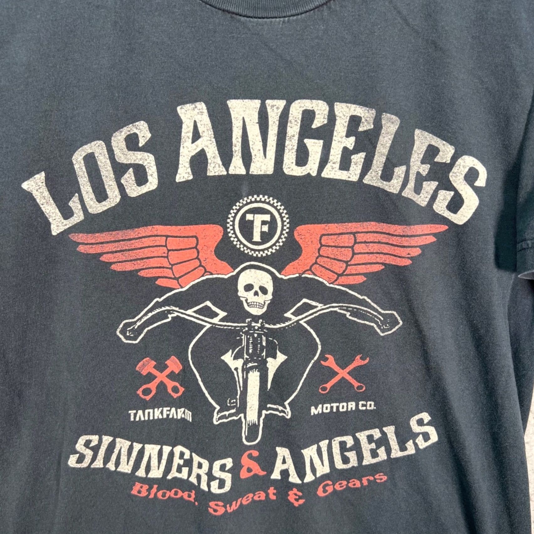 Vintage Tankfarm Los Angeles Mens Small Sinners & Angels Black T-Shirt 100% Cotton Size US S / EU 44-46 / 1 - 4 Thumbnail