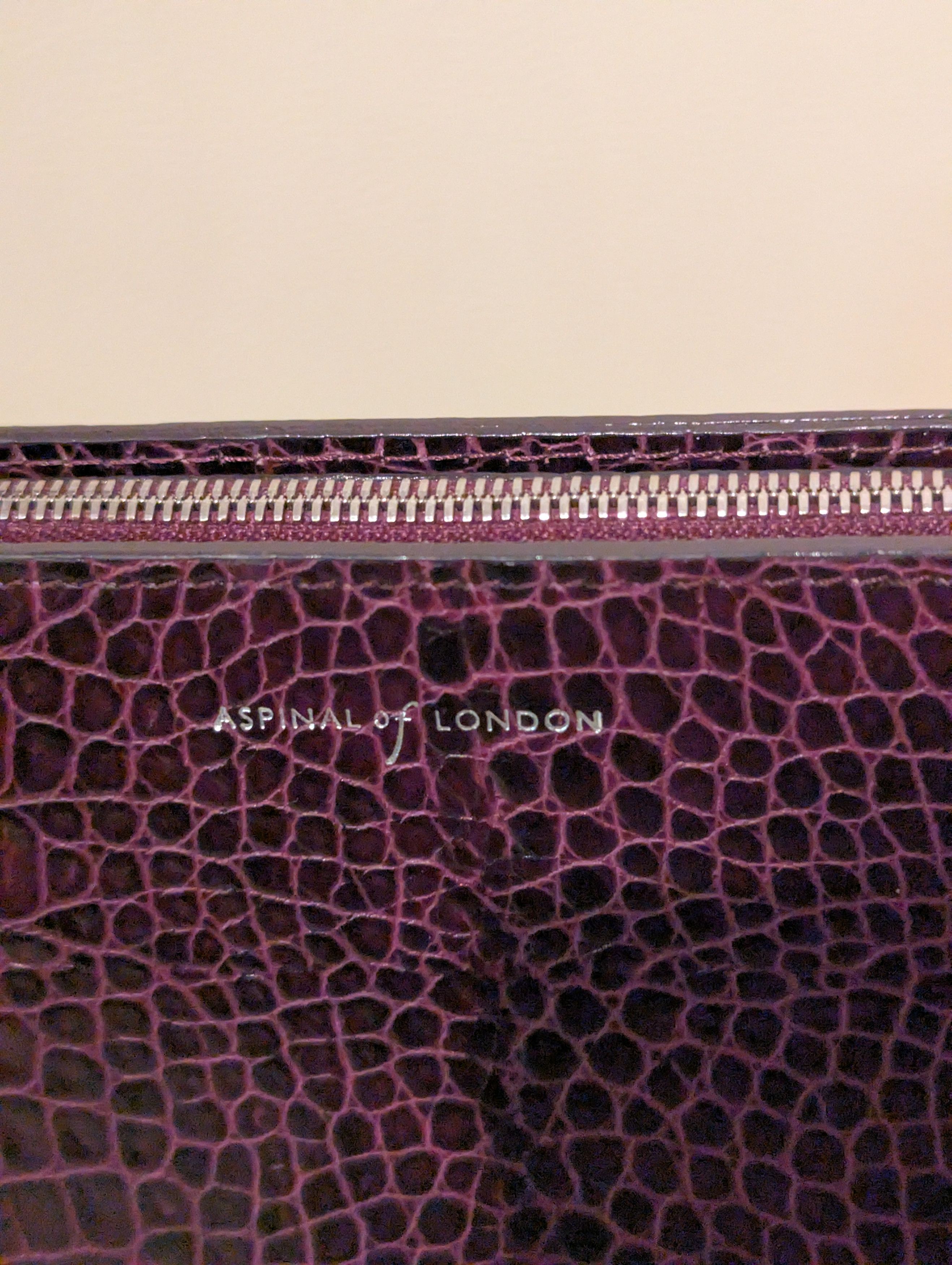 Aspinal of London Purple crocodile effect clutch with vanity wallet/mirror Size ONE SIZE - 3 Thumbnail