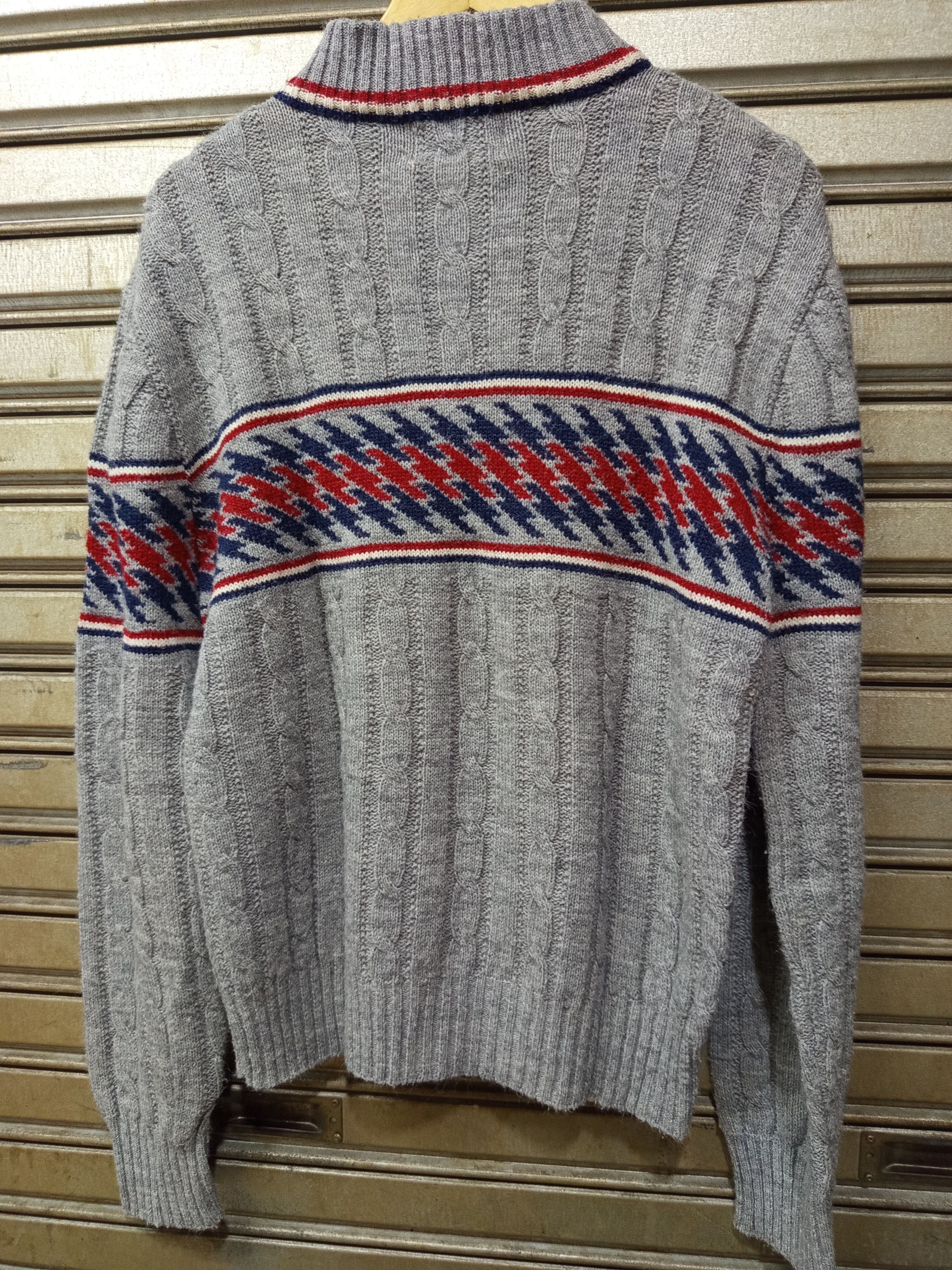 Jantzen 1980s Jantzen Cable Knit Sweater Grey Pattern Mock Neck Size US M / EU 48-50 / 2 - 7 Thumbnail