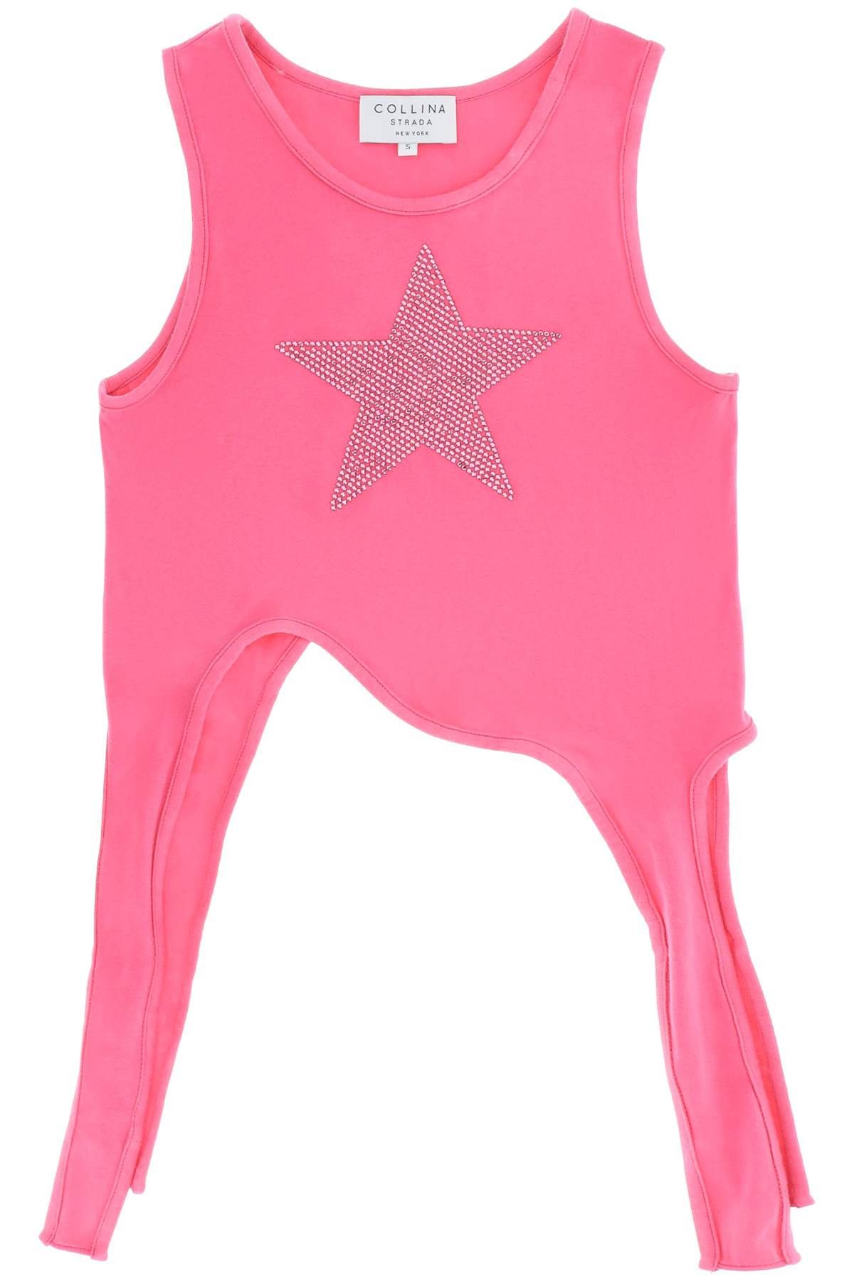 image of Collina Strada 'thistle' Rhinestone Top in Hot Pink, Women's (Size Medium)