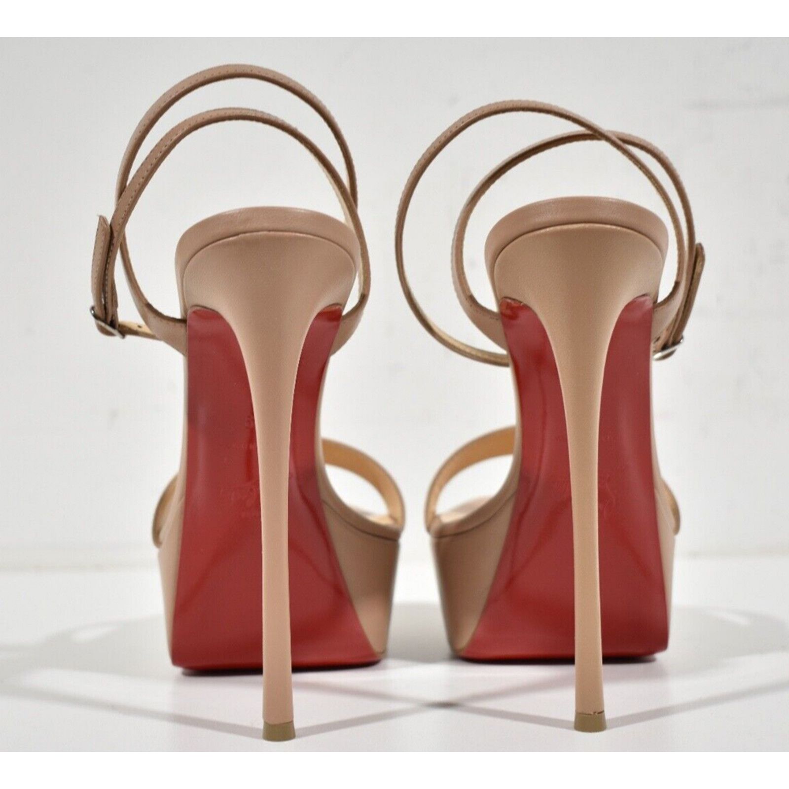 Christian Louboutin Christian Louboutin Loubi Queen Alta 150 Nude Ankle Strap Size US 9 / IT 39 - 11 Thumbnail