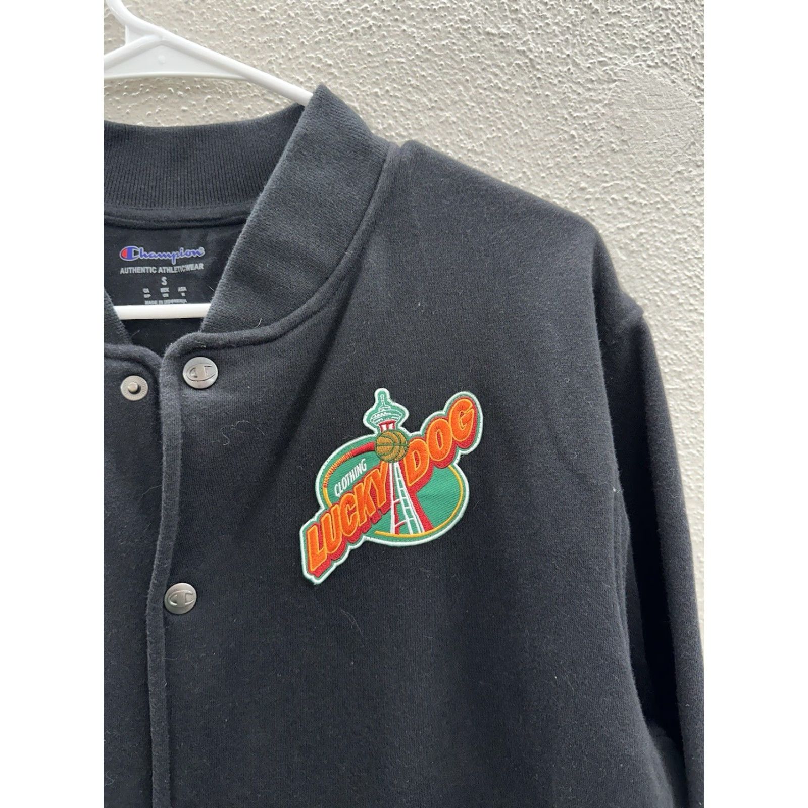 Champion Champion Bomber Jacket Sports 90s Black Snap Up Patch Basketball Men Small VINTAGE Size US S / EU 44-46 / 1 - 2 Thumbnail