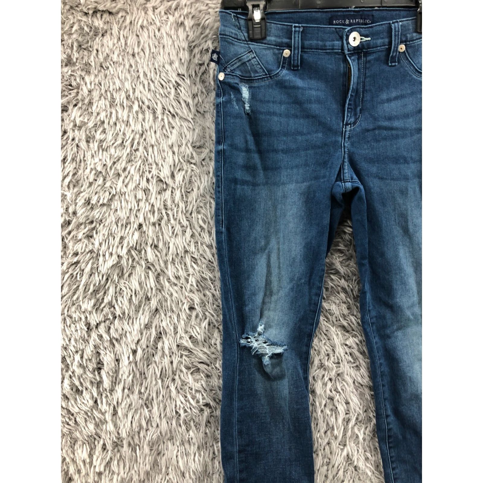 Vintage Rock & Republic Kashmiere Skinny Jeans Womens Medium Blue Size 12 Regular Waist 32 Inseam 30 Denim Jeans Size 34" / US 12 / IT 48 - 6 Thumbnail