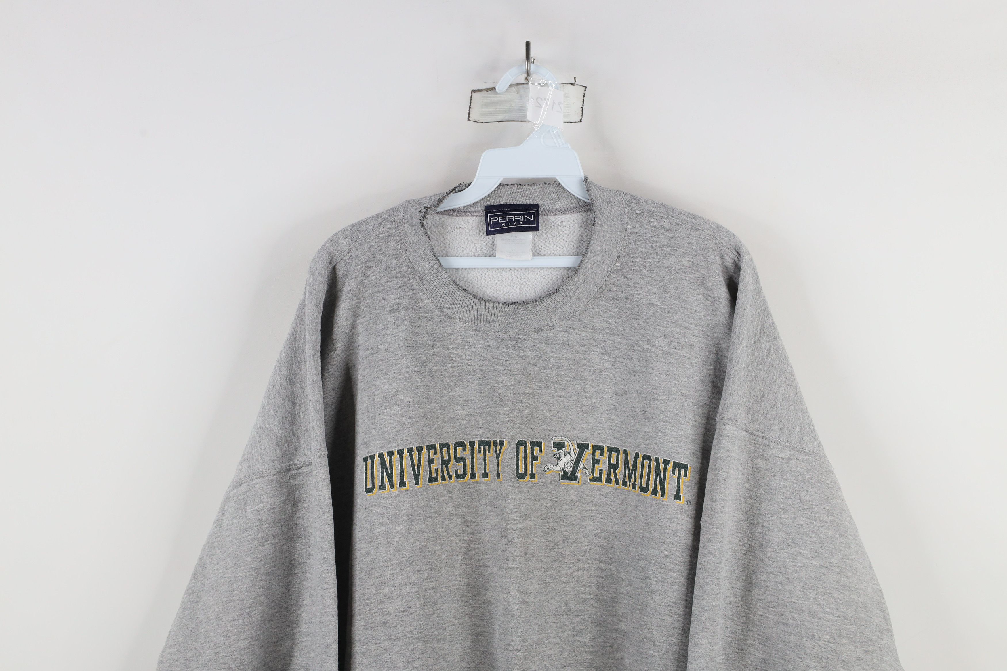 Vintage Vintage 90s Spell Out University of Vermont Sweatshirt Gray Size US XXL / EU 58 / 5 - 2 Thumbnail