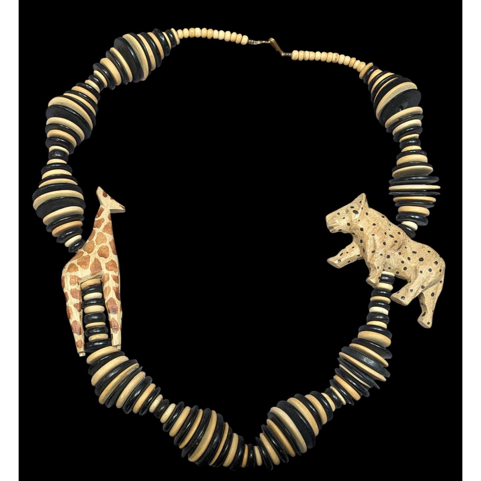 Other Vintage Hand Carved Safari Themed Wooden Necklace Size ONE SIZE - 1 Thumbnail