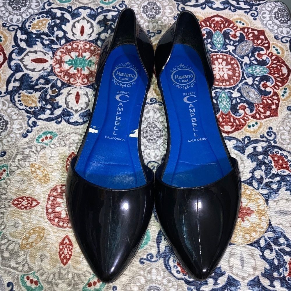 Jeffrey Campbell Jeffery Campbell, Havana Last Jelly Flat D’Orsay Solid Black Patent Women’s 6 M Size US 6 / IT 36 - 1 Thumbnail