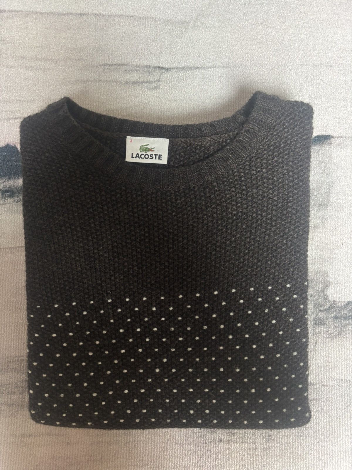 Lacoste Brown Lacoste sweatshirt size S with white polka dot pattern Size US S / EU 44-46 / 1 - 2 Thumbnail