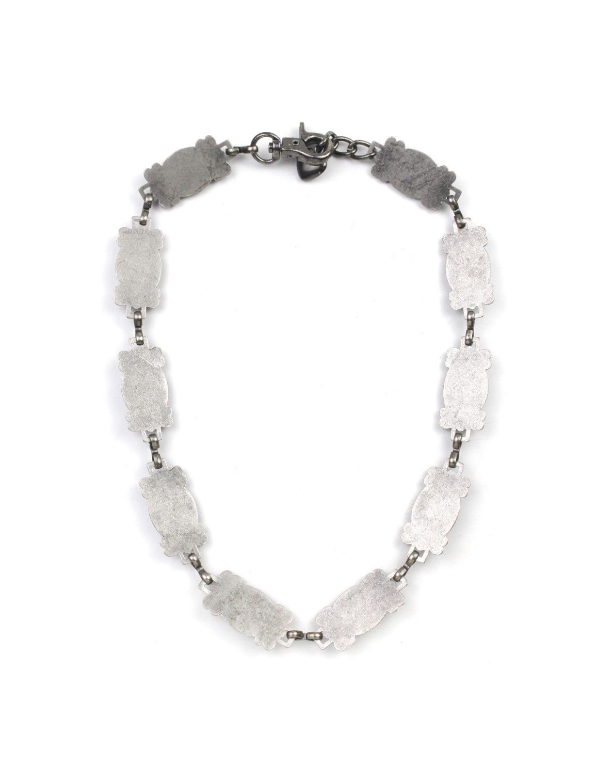 Vintage 2000S JAPANESE MADE TURQUOISE SILVER-PLATED LINK NECKLACE Size ONE SIZE - 2 Thumbnail