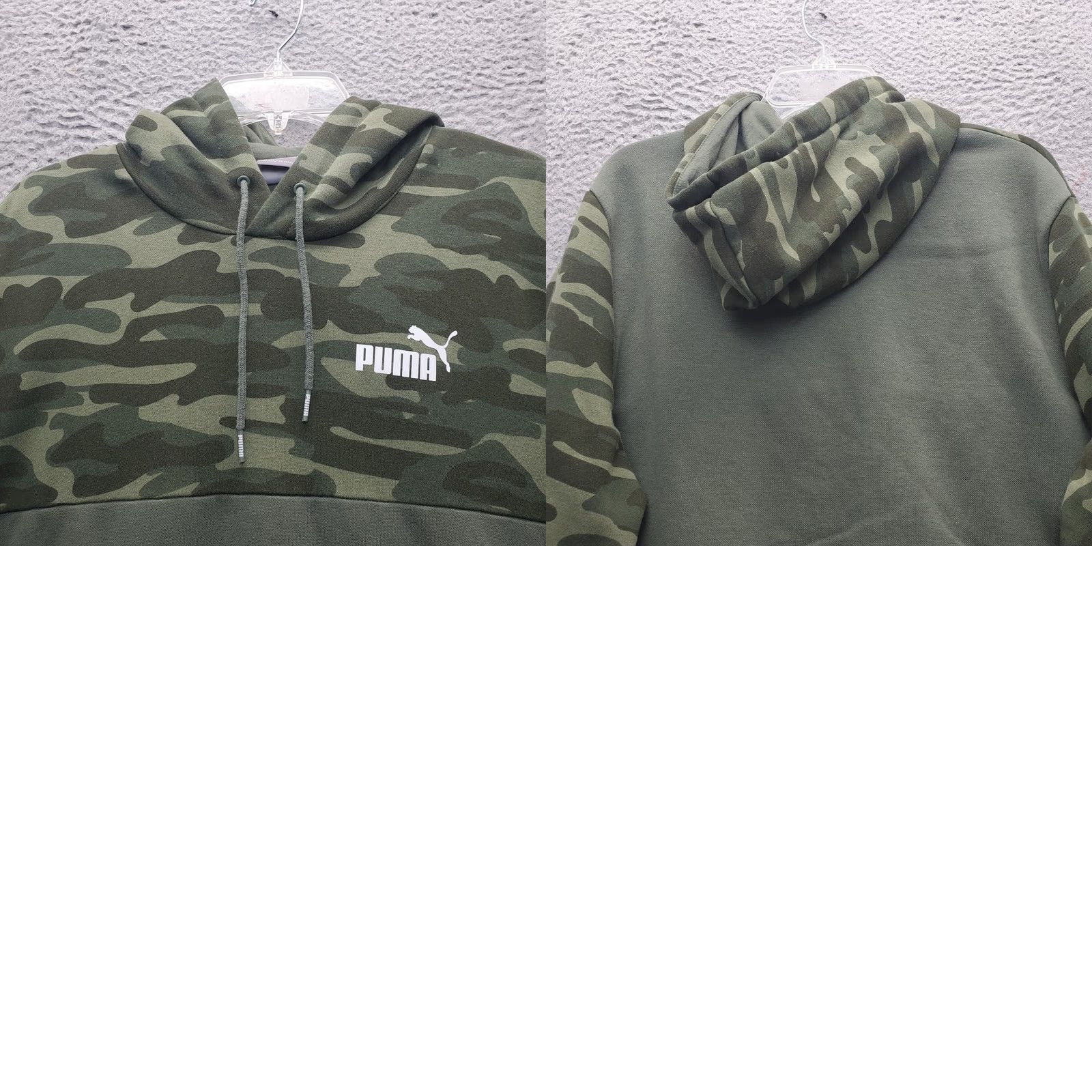 Puma Puma Hoodie Mens XL Green Camouflage Military Fleece Lined Drawstring Pullover Size US XL / EU 56 / 4 - 8 Thumbnail