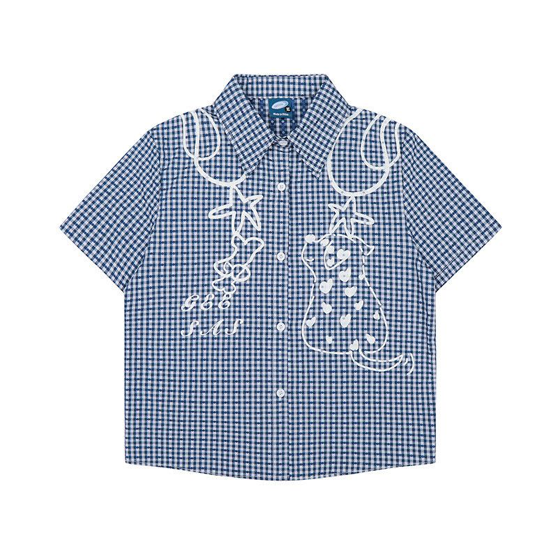 Japanese Brand Men's American-Style Cartoon Print Plaid Shirt Size US M / EU 48-50 / 2 - 1 Thumbnail