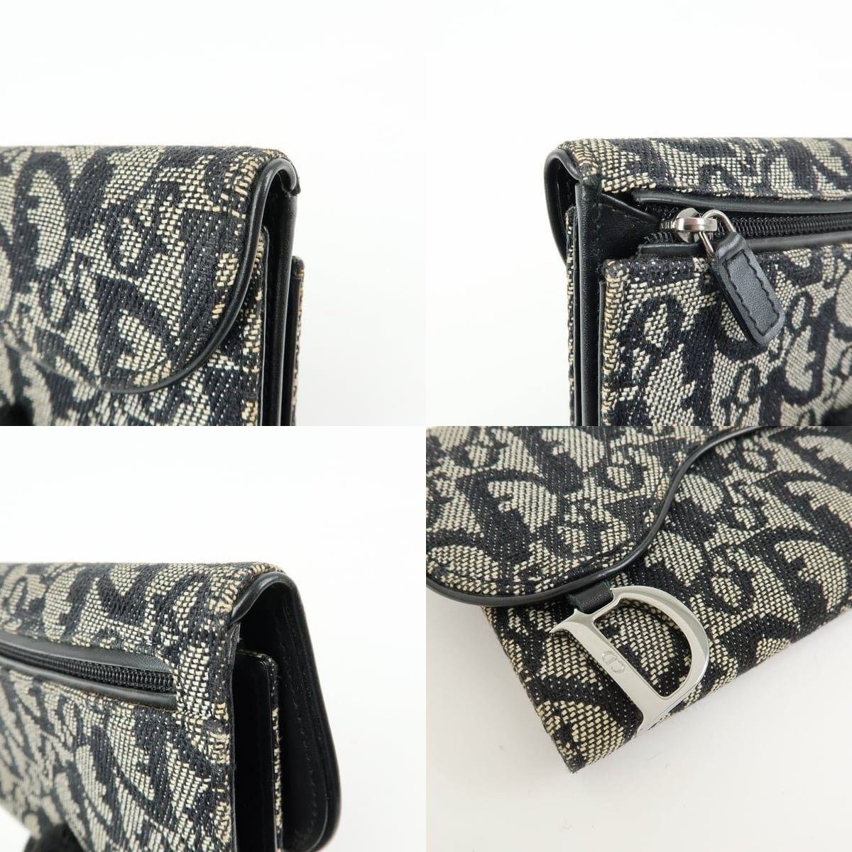 Christian Dior Monsieur Christian Dior Oblique Saddle Flap Wallet Canvas Navy Size ONE SIZE - 5 Thumbnail