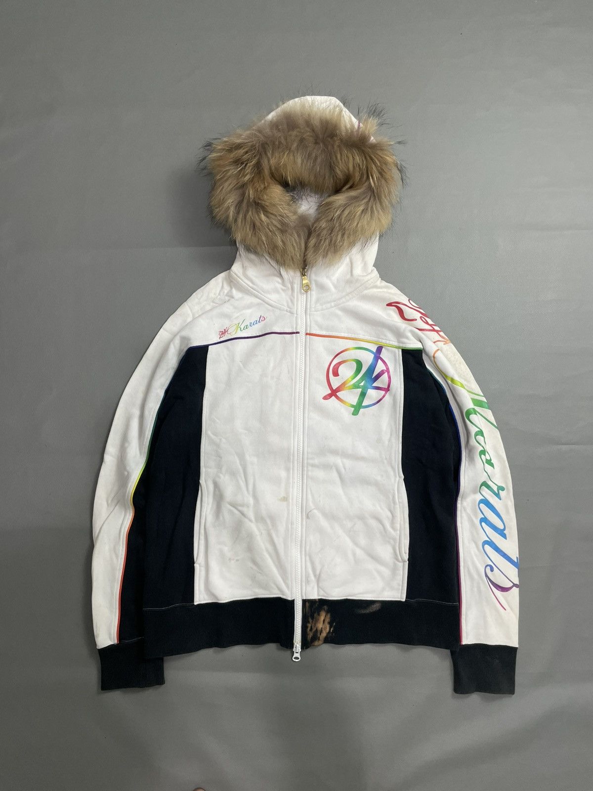 Japanese Brand 24karat Zip Fur Hoodie trashed style Size US M / EU 48-50 / 2 - 1 Thumbnail