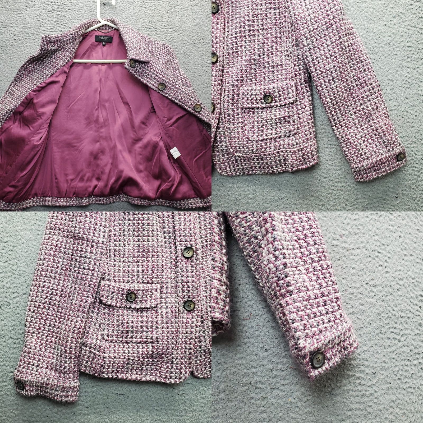 Talbots Talbots Tweed Blazer Jacket Womens Petite 6 Multicolor Wool Blend Button-Up EUC (optimized for search) Size M / US 6-8 / IT 42-44 - 8 Thumbnail