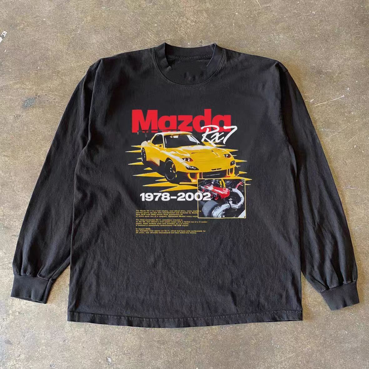 Vintage Black washed vintage car print long-sleeved t-shirt Size US M / EU 48-50 / 2 - 1 Thumbnail