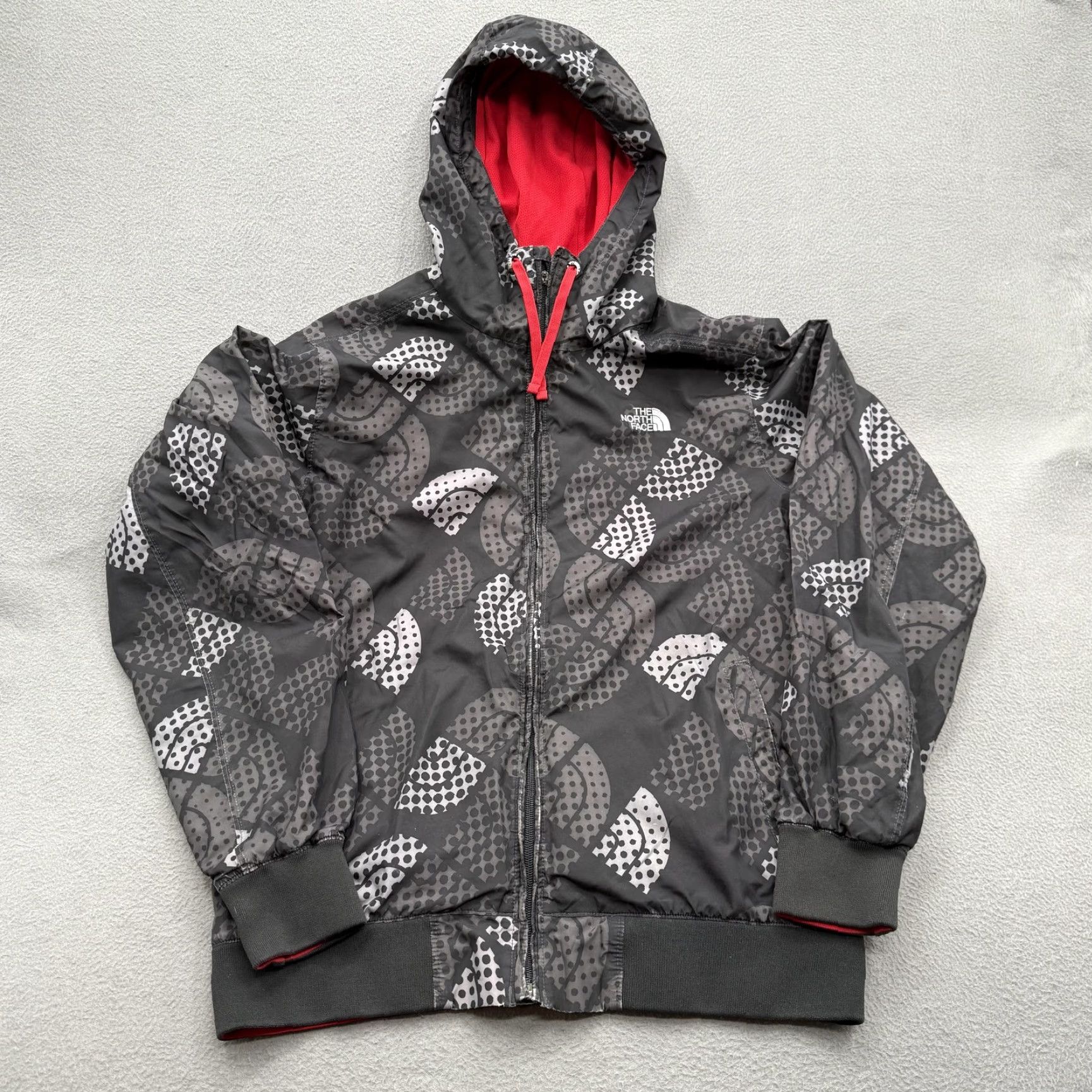 The North Face The North Face Jacket Mens Medium Gray Hooded Full Zip Lined Geometric Pattern Size US M / EU 48-50 / 2 - 2 Thumbnail