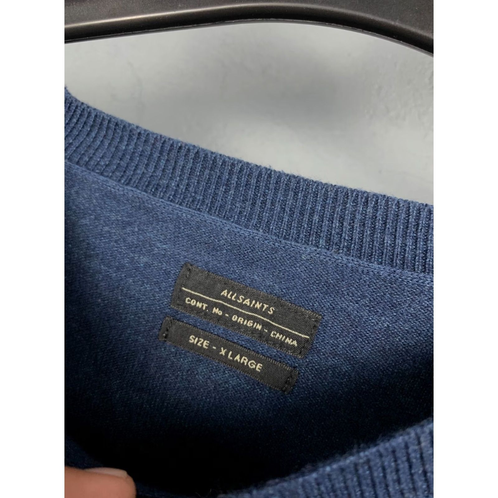 Allsaints Allsaints Vintage Mens Crew Neck Knit Sweater XL Blue Crew Neck Pullover Knit Cotton Sweater Mens XL Blue Size US XL / EU 56 / 4 - 3 Thumbnail