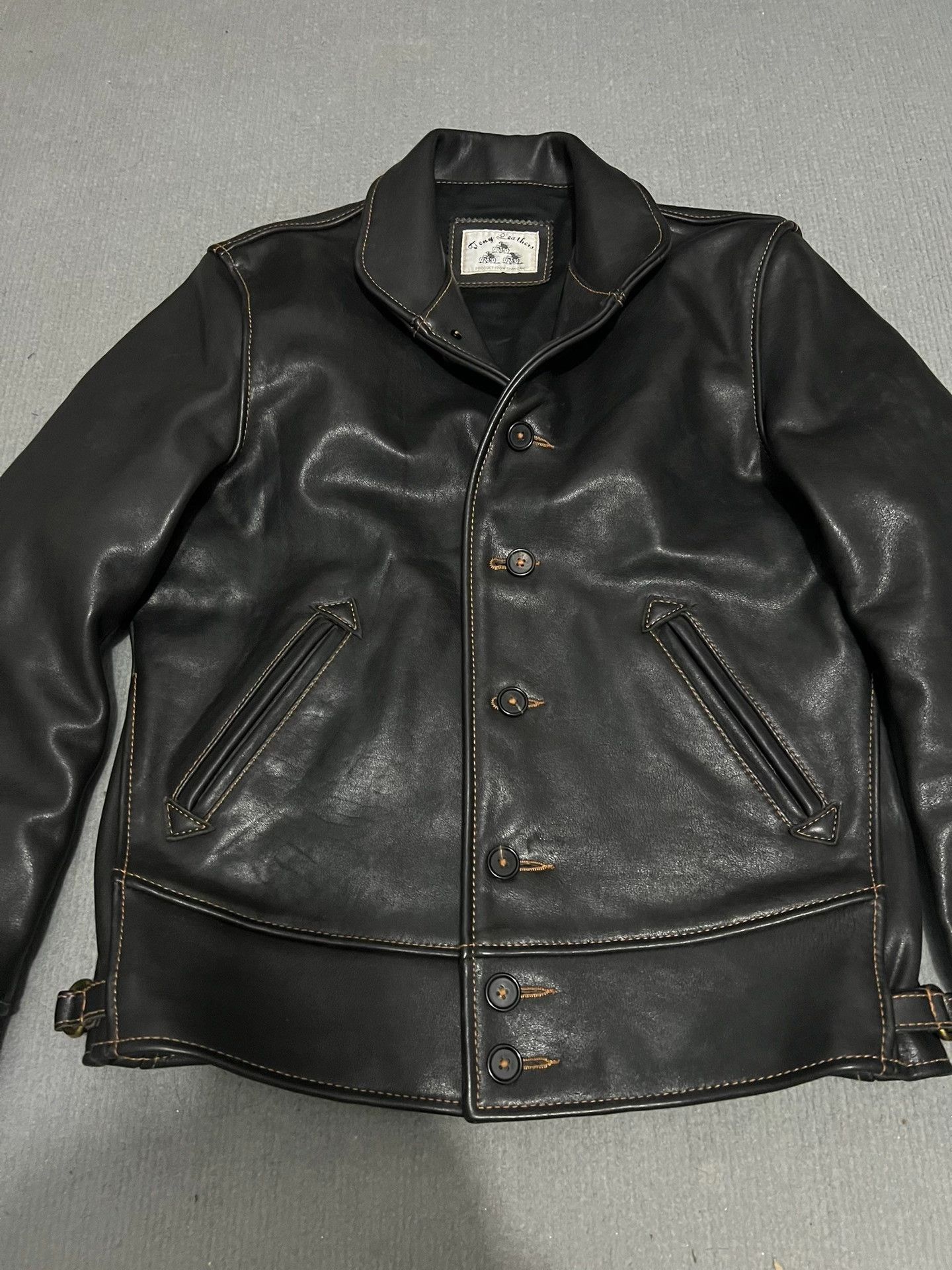 RRL Ralph Lauren Campus Cowhide Leather Biker Jacket Size US L / EU 52-54 / 3 - 1 Thumbnail