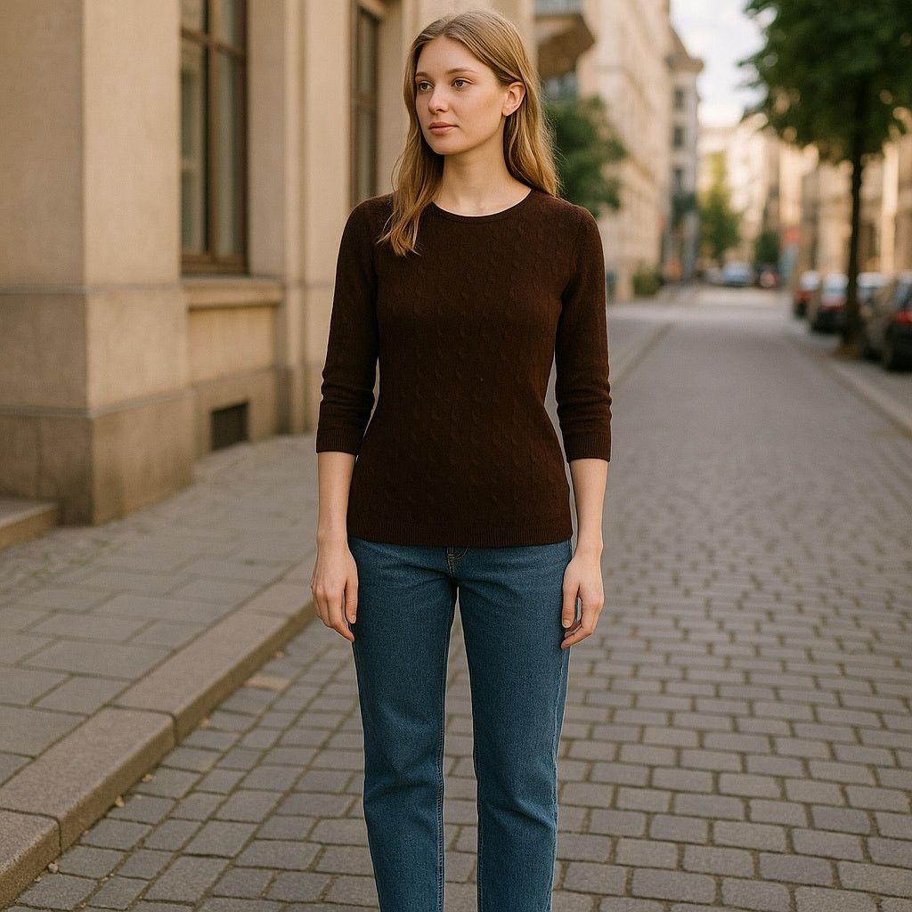 J.Crew J. Crew Classic Brown Cable Knit 3/4 sleeve Women's Sweater Size L / US 10 / IT 46 - 1 Thumbnail