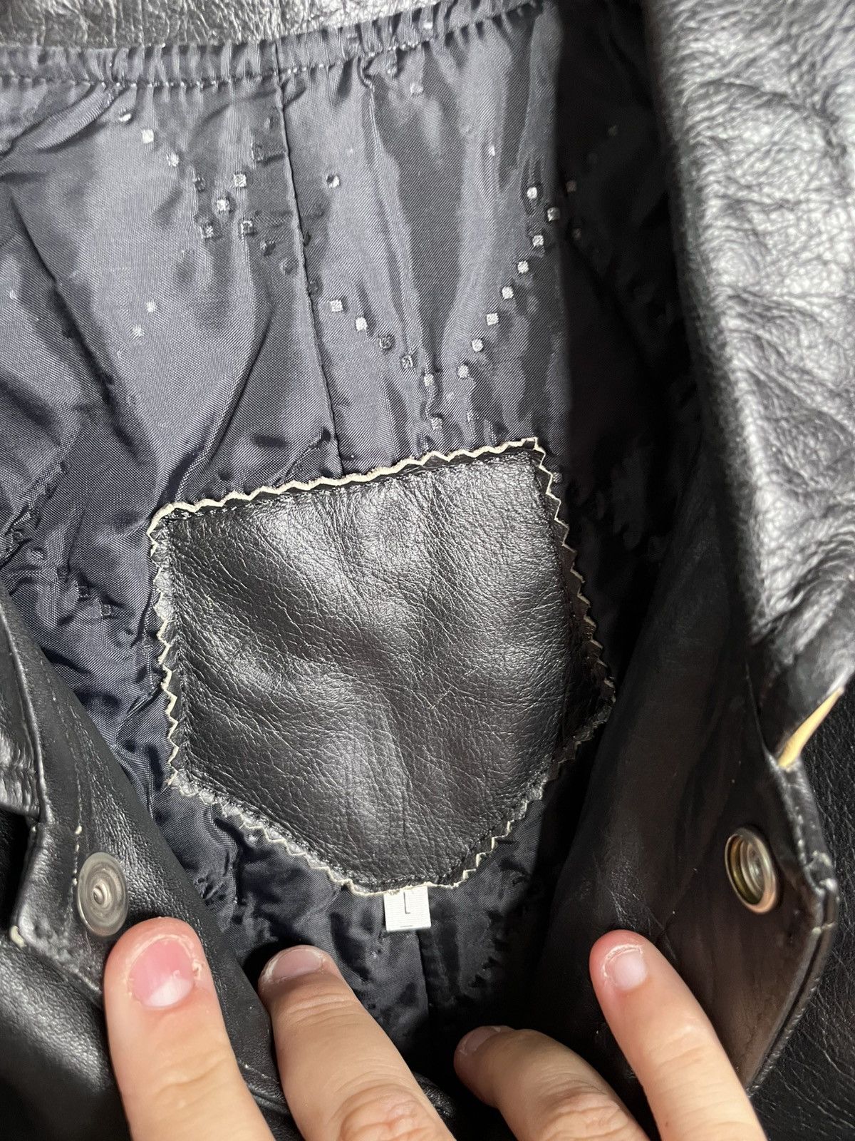 Vintage Vintage 90s big eagle boxy leather jacket Size US L / EU 52-54 / 3 - 4 Thumbnail