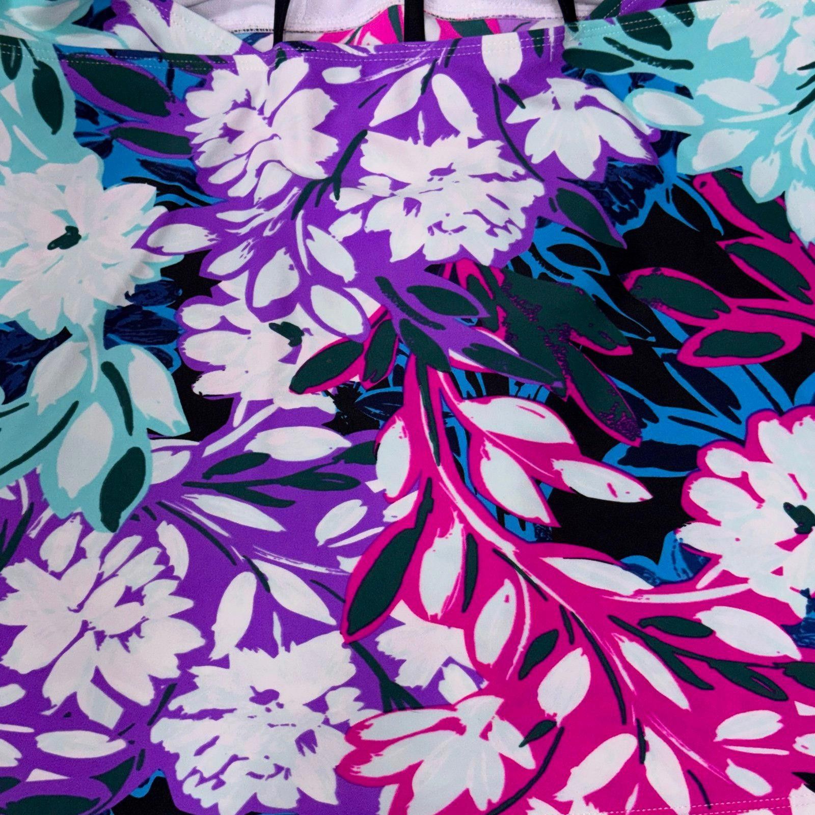 Other Floral Racerback Tankini Top Size 2X Size ONE SIZE - 6 Thumbnail
