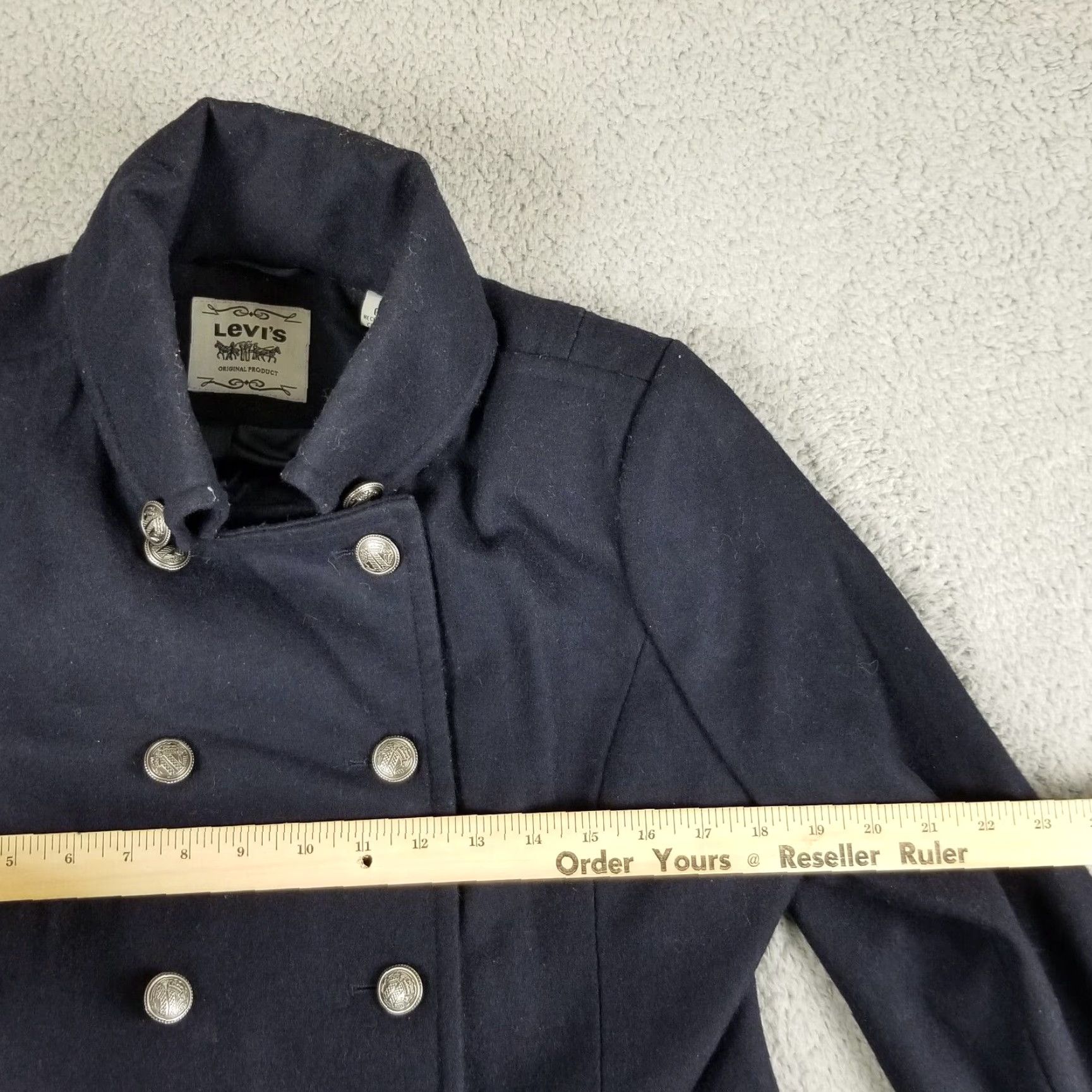Levi's LEVI'S WINTER WOOL DOUBLE BREASTED NAVY PEA COAT JACKET WOMAN LARGE 78 Size L / US 10 / IT 46 - 5 Thumbnail