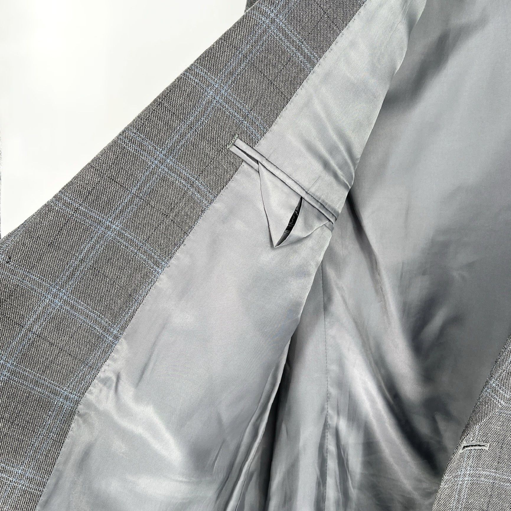 Ralph Lauren Lauren Ralph Lauren Blazer Jacket Mens Size 46L Silk Wool Gray Plaid Sport Coat Size 46R - 7 Thumbnail