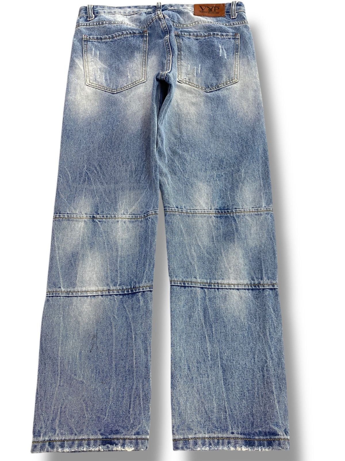 Playboy Playboy Acid Blue Wash Distressed Style Straight Cut Jeans Size US 32 / EU 48 - 3 Thumbnail