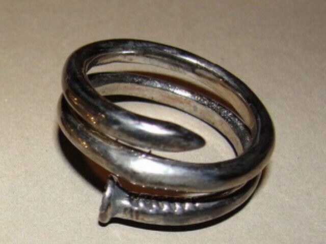 Designer Antiqued Sterling Silver Nail Ring Alberto Juan Size ONE SIZE - 1 Thumbnail