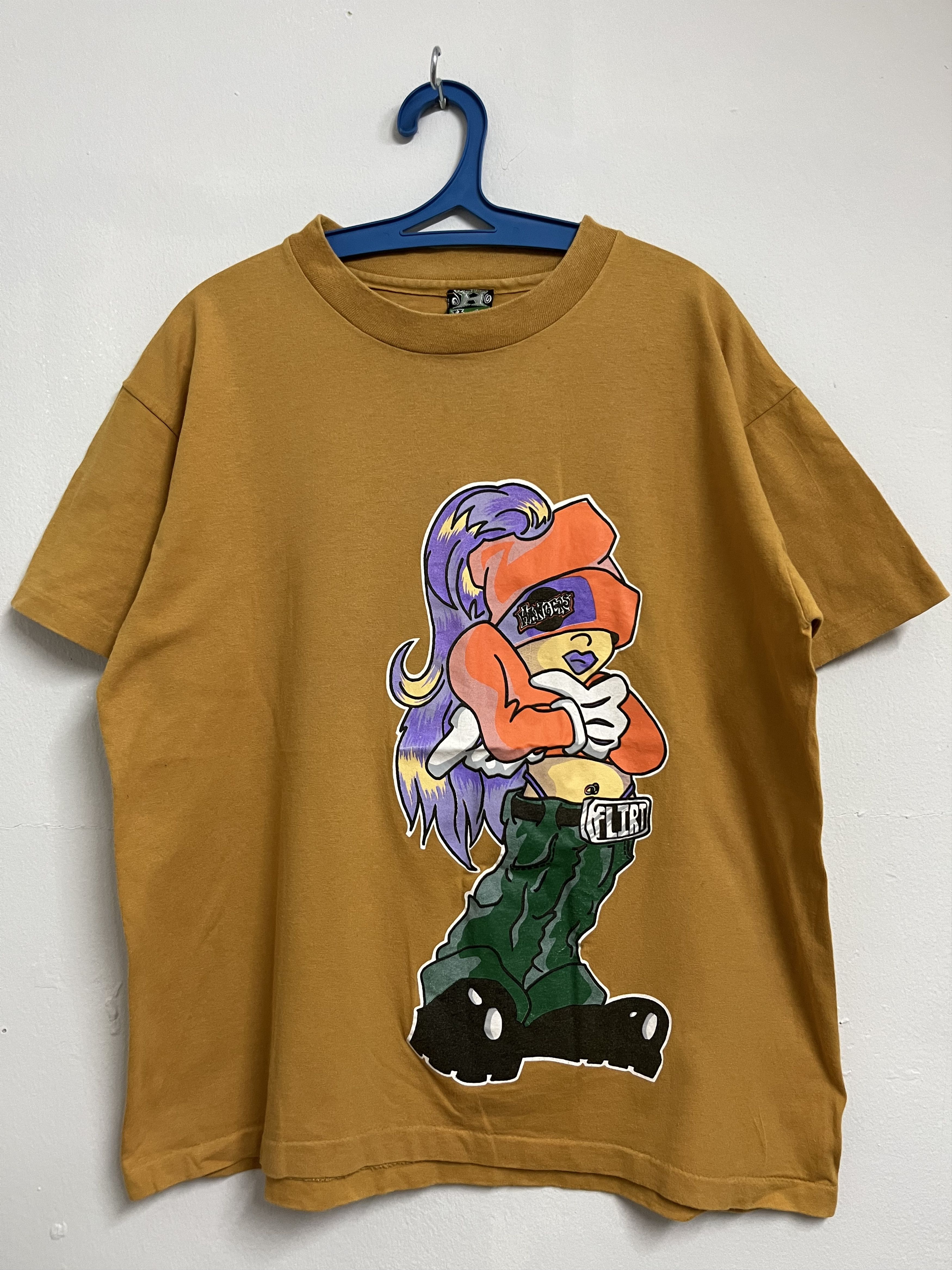 Vintage 🔥 90s HANGERS SKATE FLIRT Single Stitched Tee Size US M / EU 48-50 / 2 - 1 Thumbnail