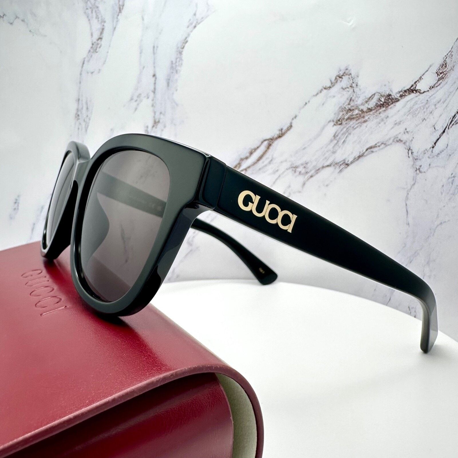 Gucci New GUCCI Sunglasses 2025 Collection Black 55mm Round Size ONE SIZE - 22 Thumbnail