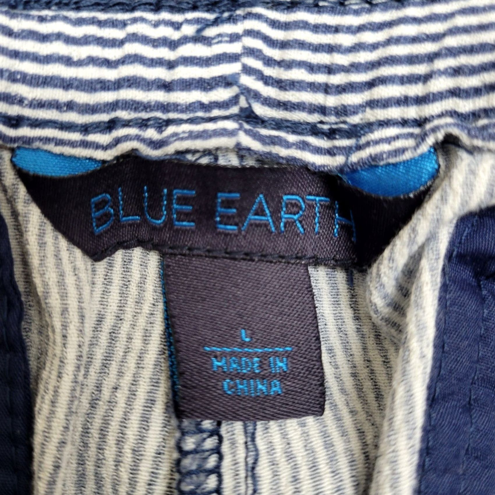 Vintage Blue Earth Cropped Pants Shirt Womens L Blue Pinstripe Drawstring Rayon Gathered 20in Inseam 3/4 Length N/A Size 36" / US 14 / IT 50 - 3 Thumbnail