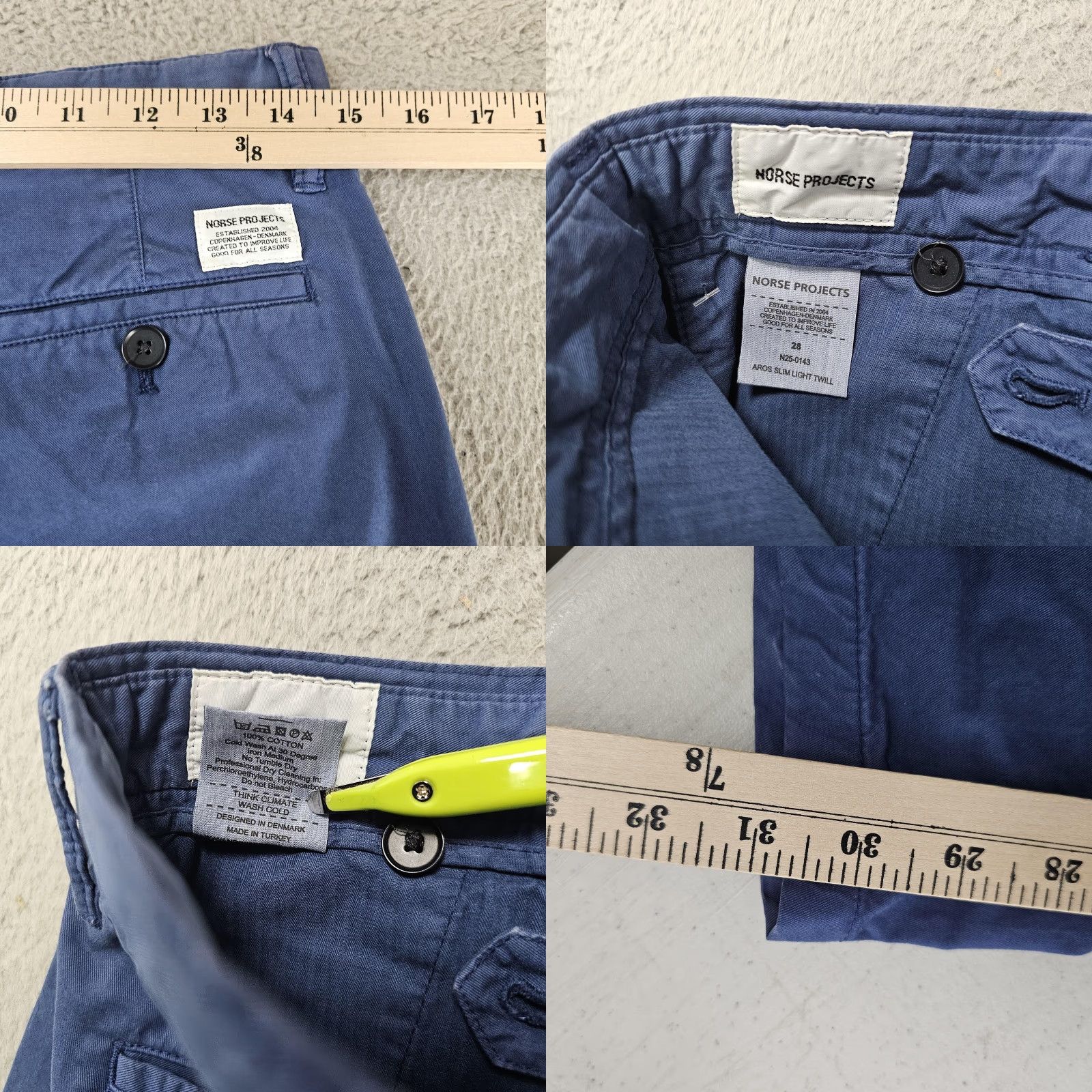 Norse Projects Norse Projects Pants Mens 28 Slim Light Twill AROS Chinos Blue Button Fly Casual Size US 28 / EU 44 - 8 Thumbnail