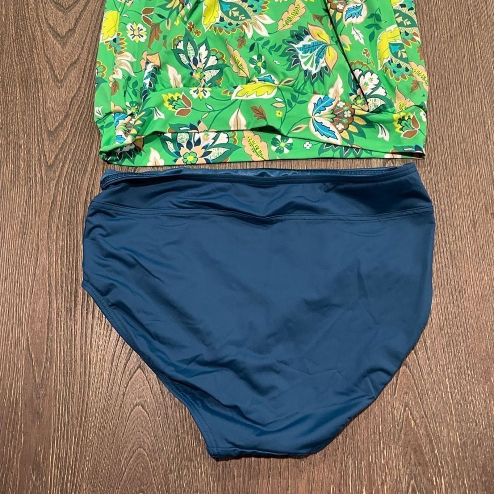 Vintage Lands End Bathing Suit Tankini Floral Tank Padded Size 4/6 Size ONE SIZE - 6 Thumbnail
